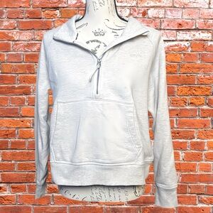 DKNY Light Gray And Cream Half-Zip Hoodie